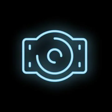 Neon icon of smart watch showing time on black background Stock Illustration