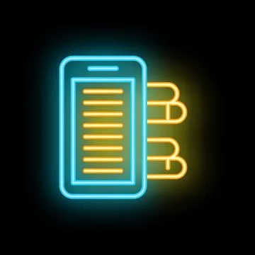 Neon icon of smartphone sending text messages with copy space Stock Illustration