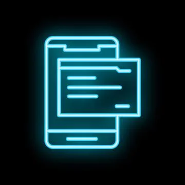 Neon icon of smartphone showing document for mobile data management イラスト素材