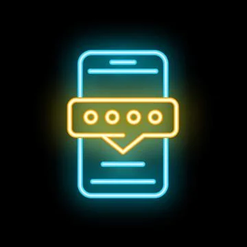 Neon icon of smartphone showing user password in chat bubble Stock Illustration