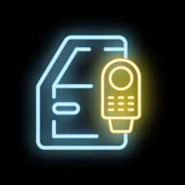 Neon icon of a smartphone using nfc technology for contactless payment Stock Illustration