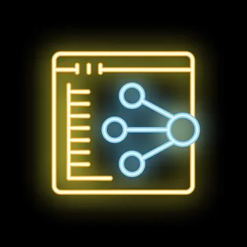 Neon icon of software development project management with flowchart Illustrazione stock
