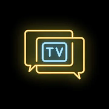 Neon icon of speech bubbles discussing tv shows Illustrazione stock