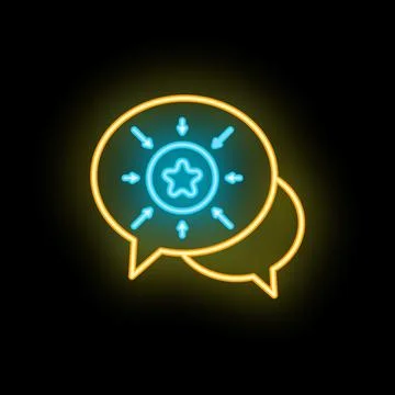 Neon icon of speech bubbles showing convergent thinking 库存插图
