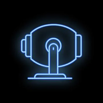 Neon icon of a spotlight shining in the dark Illustrazione stock