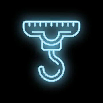 Neon icon of a spring scale hanging on black background Stock Illustration