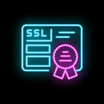 Neon icon of ssl certificate representing secure connection Stock Illustration