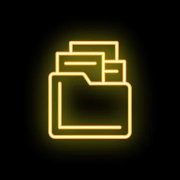 Neon icon style illustration of folder containing documents Illustrazione stock