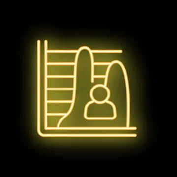Neon icon of a surfer checking surf report on a laptop Stock Illustration
