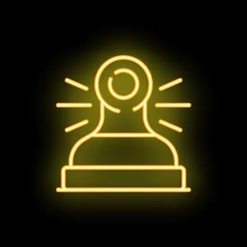 Neon icon of a surveillance camera emitting light rays on black background Stockillustratie