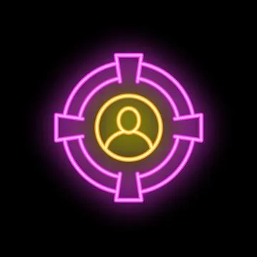 Neon icon of target audience representing client focus in business strategy Stock Illustration