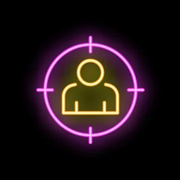 Neon icon of target audience representing marketing strategy Stock Illustration