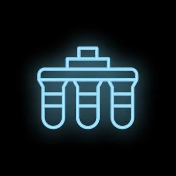 Neon icon of test tubes undergoing experiment in laboratory 스톡 일러스트