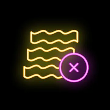 Neon icon of text editing deleting lines with cross sign Illustrazione stock