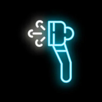 Neon icon of a thermal camera detecting heat loss Stock Illustration