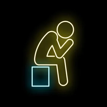 Neon icon thinking with glowing light effect Stock Illustration