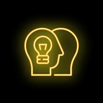 Neon icon of thinking man sharing idea with partner イラスト素材