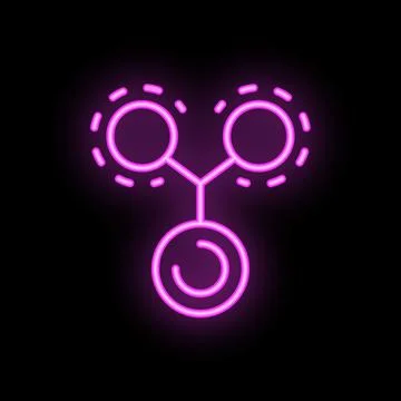 Neon icon of three circles connected representing a network Stock Illustration