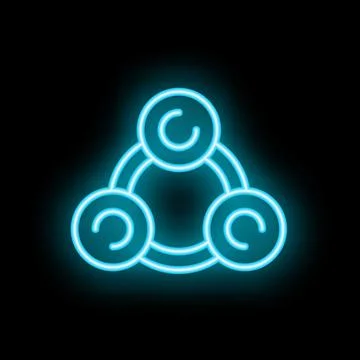 Neon icon of three circles interconnected representing collaboration Illustrazione stock