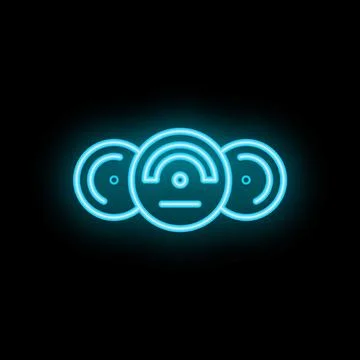 Neon icon of three disks representing database storage system Stock Illustration