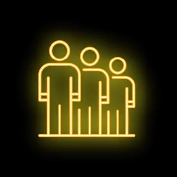 Neon icon of three people standing together forming a team Stock Illustration