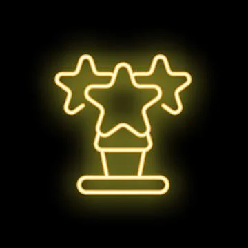 Neon icon of three stars representing highest rating Stock Illustration