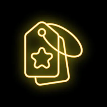 Neon icon of three tags with star for discount or loyalty program 库存插图