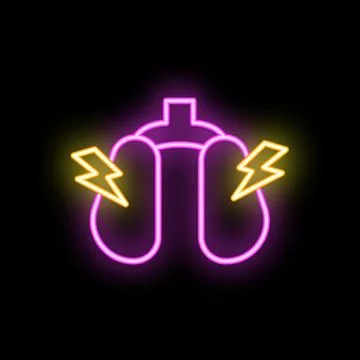 Neon icon of thyroid gland experiencing pain or illness Stock Illustration