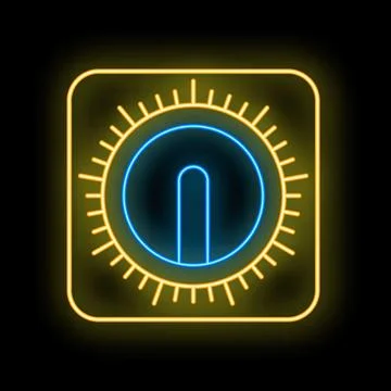 Neon icon of a timer showing almost end of cooking time Stock Illustration