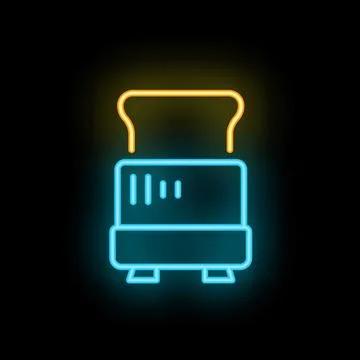 Neon icon of toaster making hot toast for breakfast Illustrazione stock