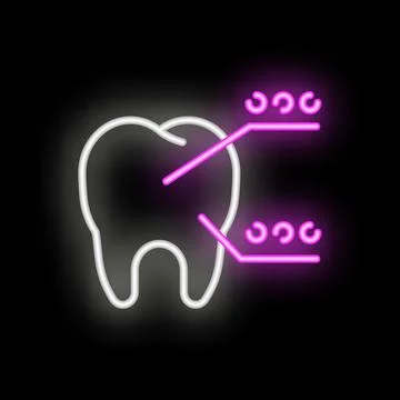 Neon icon of tooth scanning representing digital dentistry Illustrazione stock