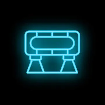 Neon icon of a train seen from the front on a black background Stock Illustration