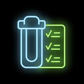 Neon icon of trash can being checked off a to do list Ilustración de archivo