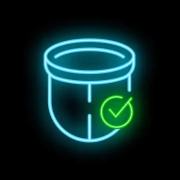 Neon icon of trash can validating throwing garbage away イラスト素材