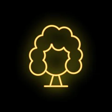Neon icon of a tree with lush foliage on a black background Illustrazione stock