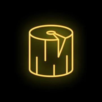 Neon icon of a tree trunk glowing on black background Stock Illustration