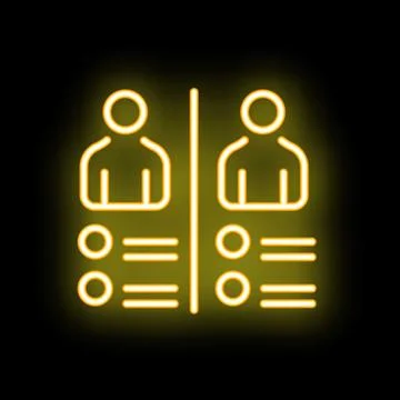 Neon icon of two candidates comparing and choosing for hiring process Stock Illustration