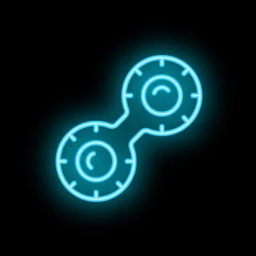 Neon icon of two circles connected representing blockchain technology Stock Illustration