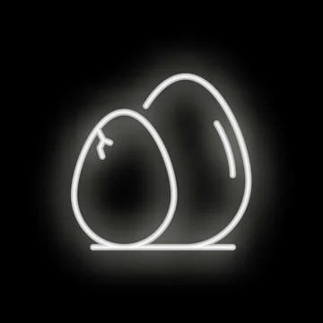 Neon icon of two eggs with one broken open Stock Illustration