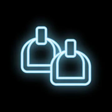 Neon icon of two empty restaurant chef hats glowing on black background Stockillustratie