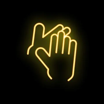 Neon icon of two hands clapping representing applause Stock Illustration