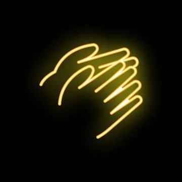 Neon icon of two hands clapping representing applause Illustrazione stock