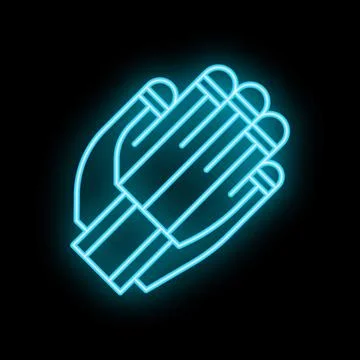 Neon icon of two hands clapping applauding cheering Stock Illustration