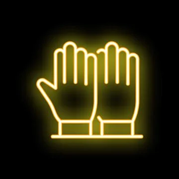 Neon icon of two hands showing number five gesture on black background Illustrazione stock