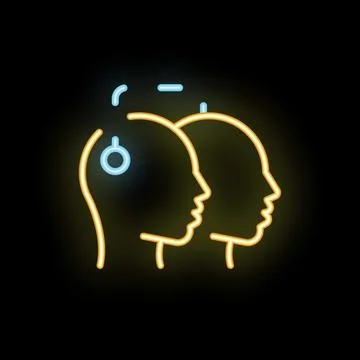 Neon icon of two people sharing thoughts and ideas 스톡 일러스트