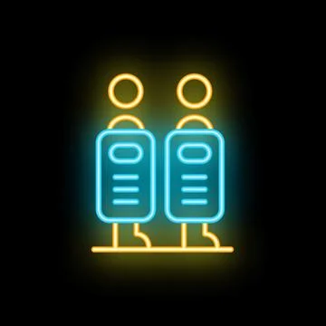 Neon icon of two people standing behind podiums speaking at conference Illustration