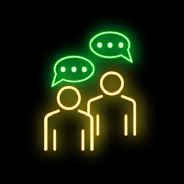 Neon icon of two people talking with speech bubbles Stock Illustration