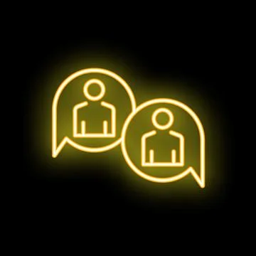 Neon icon of two people talking in speech bubbles Stock Illustration