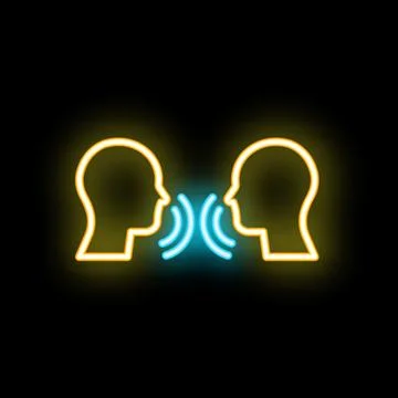 Neon icon of two people talking and communicating Illustration