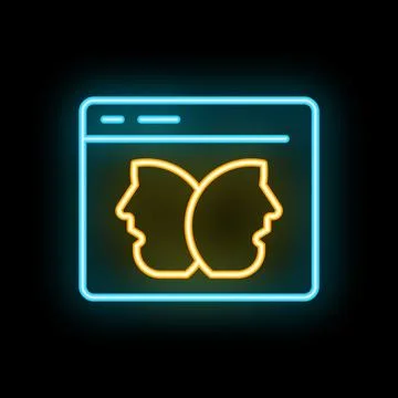 Neon icon of two people talking through video conference Stock Illustration